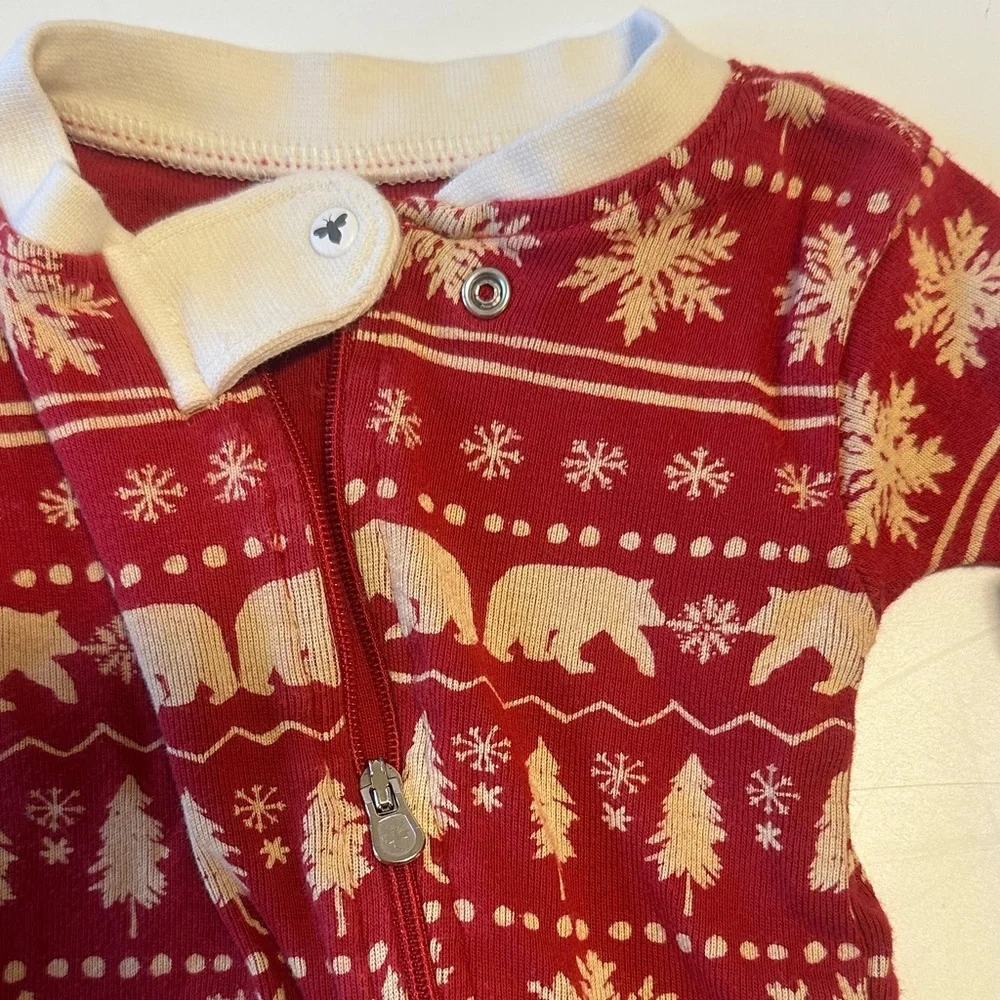 Burt's Bees Baby Red and Cream Patterned Footie